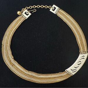 Multi-Strand Gold and Off-White Vintage Chain Collar